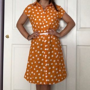 NWT Orange & White Polka Dot Dress
